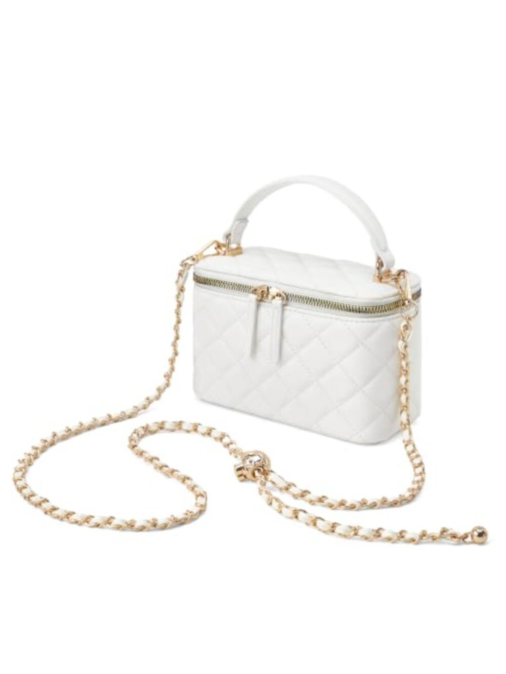 Quilted Box Crossbody Purse Vegan Leather Top Handle Bag